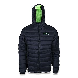 Jaqueta Puffer Fluor NYC Preto/Verde - New Era