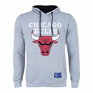 Casaco Moletom Chicago Bulls Canguru Logo Cinza - NBA