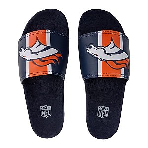 Chinelo Slide NFL Denver Broncos Azul e Branco