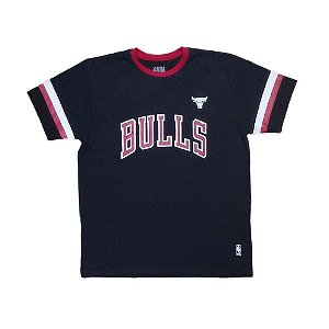 Camiseta NBA Chicago Bulls Estampada Script Preto Vermelho