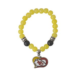 Pulseira Kansas City Chiefs Amarela C/ Pingentes Metalizados