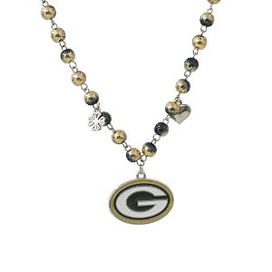 Colar Green Bay Packers NFL Corrente C/ Pingentes Metálicos