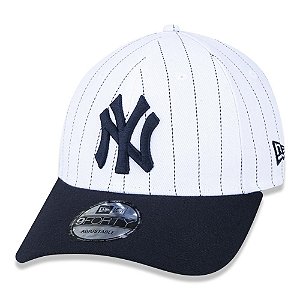 Boné New Era New York Yankees 940 Pinstripe Aba Curva Branco