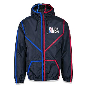 Jaqueta Corta Vento New Era NBA Logo Space Laser Preto