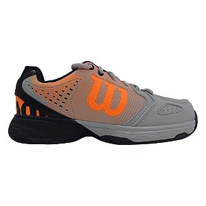 Tenis Wilson K Tour Masculino Cinza Claro e Laranja