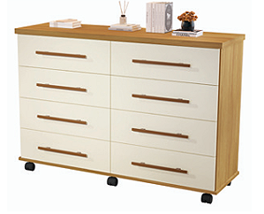 Cômoda Jade 8 Gavetas Mel Pérola