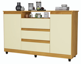 Cômoda Venus Mel Pérola 3 Gavetas 2 Sapateiras