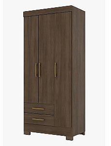 Guarda Roupa 3 Portas Briz 2 Gavetas Castanho