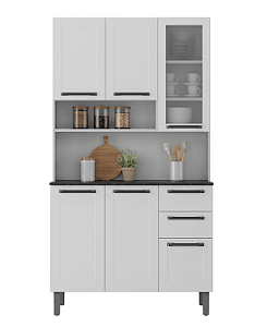 Armario Kit Cozinha Itatiaia Aço 105 Florença Vidro Branco