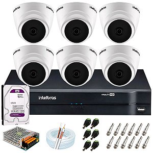 Kit Intelbras 06 Câmeras Full HD 1080p VHL 1220 B + DVR MHDX 3108 Intelbras com HD 500MB + Acessórios