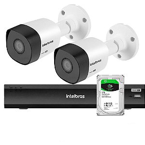 Kit 02 Câmeras Segurança hd 720p  + Dvr gravador de Vídeo 04 Canais Intelbras + HD interno 500gB