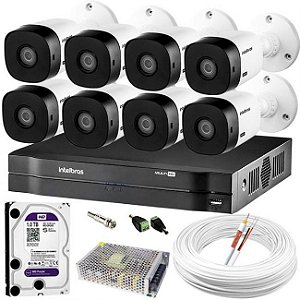 KIT 08 CÂMERAS INTELBRÁS HD + 01 HD 1 TERA B +  01 MHDX 1208 + CABOS + FONTE 12V 10a