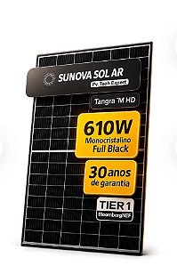 Painel Solar 610W Sunova Full Black Monocristalino HalfCell