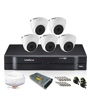 KIT  5 CÂMERAS INFRA 720P INTELBRAS + DVR INTELBRÁS 1208 08 CH