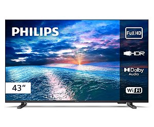 Smart TV Philips 43" LED FHD 43PFG6909, Google TV, sem bordas Preta