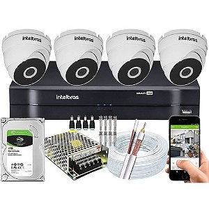 KIT INTELBRÁS 04 CÂMERAS + DVR 08 CH + FONTE + HD INTERNO +CABO