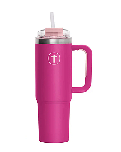 Tupperware Copo Térmico Big T com Canudo 1,1 Litro Rosa