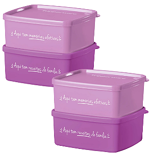 Kit Tupperware Jeitosinho 400ml Aqui Tem Memorias e Receitas 4 Peças