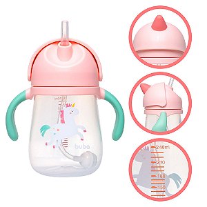 Copo Buba com Canudo Magic Unicórnio 300ml