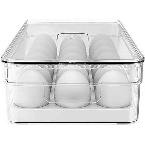 Organizador de Ovos com Tampa Ou 18un Linha Clear Fresh Nat