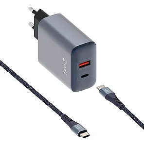 Carregador Turbo Iwill 65w + Cabo Usb-c De 2m Para Mac e Outros