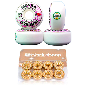 Roda Moska 55mm Rock + Rolamento Black Sheep Gold - Virtual Skate