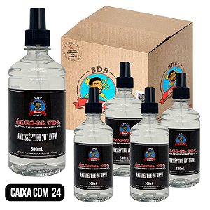 CAIXA COM 24 - Álcool Líquidol Antisséptico - Alcool Etilico Hidratado 70º INPM