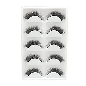 Caixa com 5 Pares de Cílios Postiços 3D G-01