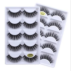 Caixa com 5 Pares de Cílios Postiços 3D G800