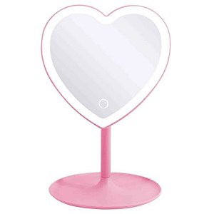 Espelho De Mesa Coração Maquiagem 29 Leds Touch Articulado -InterPonte