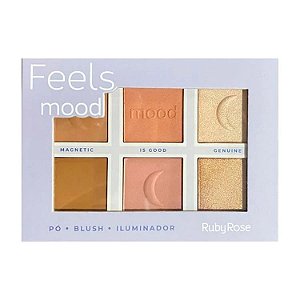 Paleta de Pó, Blush e Iluminador Feels Mood -Ruby Rose
