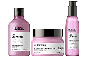 Kit L'Oréal Liss Unlimited - Shampoo, Máscara e Sérum