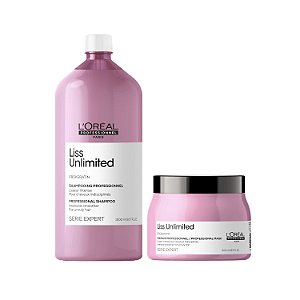 Kit L'Oréal Liss Unlimited - Shampoo 1500ml e Máscara 500g
