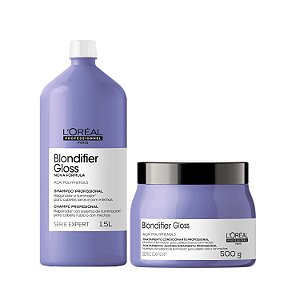 Kit L'Oréal Blondifier Gloss - Shampoo e Máscara Grande