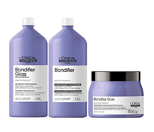 Kit L'Oréal Blondifier Gloss - Shampoo, Condicionador e Máscara Grande