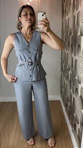 Conjunto Alfaiataria Feminino Sem Manga