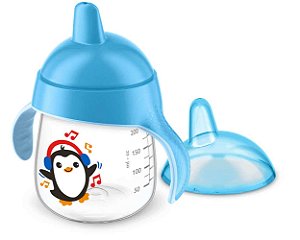 Copo Treinamento Pinguim 260ml Azul (12 meses) - Philips Avent