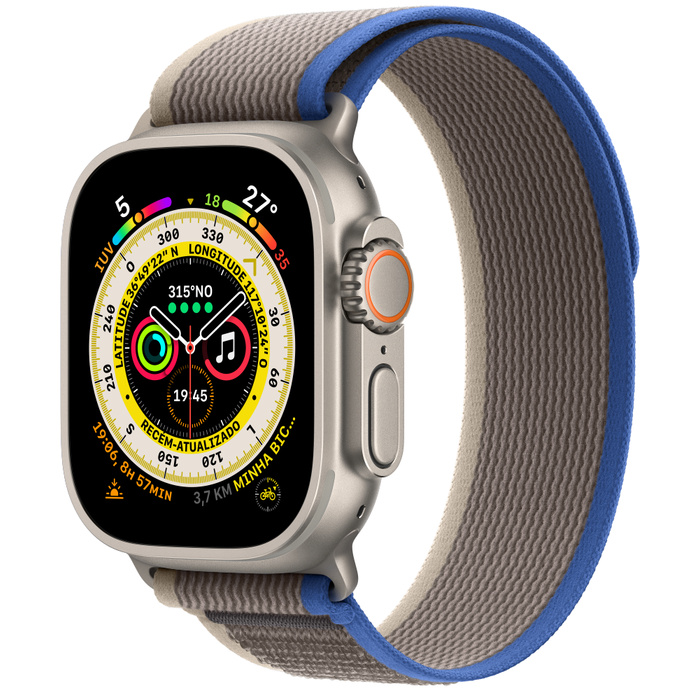 Watch Ultra 49mm Caixa de Titânio Pulseira P/M loop Trail azul/cinza GPS + Cellular