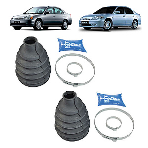 Kit 2 Coifas Dianteiras Homocinética Lado Roda Honda Civic 1.7 01/06 - Kit & Cia