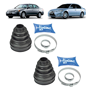 Kit 2 Coifas Dianteiras Da Trizeta/Tulipa Lado Câmbio Honda Civic 1.7 01/06 - Kit & Cia