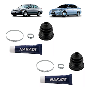 Kit 2 Coifas Dianteiras Da Trizeta/Tulipa Lado Câmbio Honda Civic 1.7 2001/2006 - Nakata