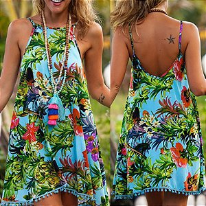 Vestido Soltinho Estampa Floral Tropical