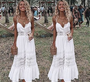 Vestido Delicado ou Saída de Praia Estilo Boho com Laçarote