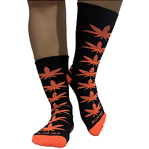 ColMeia Dry-fit - Preta e Laranja