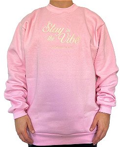 Moletom Bordado sem capuz Rosa