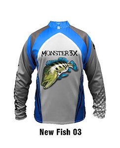 Camiseta para pesca esportiva UV tucunaré monster 3x