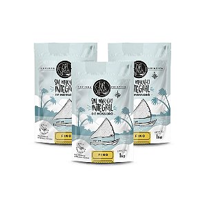 Kit 3 Sal Marinho BR Spices Integral Mossoró Fino Pouch 1KG