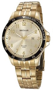 Relógio Seculus Dourado Long Life com kit cuidados 28986GPSVDA3