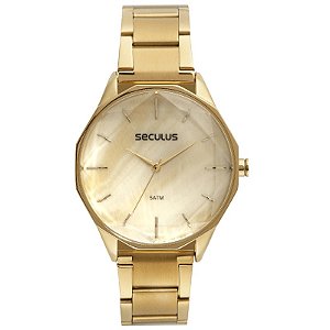 Relógio Feminino Dourado Madrepérola Seculus