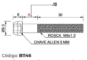 Parafuso de Titânio P/ Canote M6 x 46mm